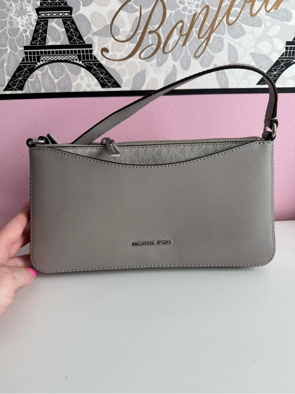Michael Kors Grey Saffiano Leather Crossbody